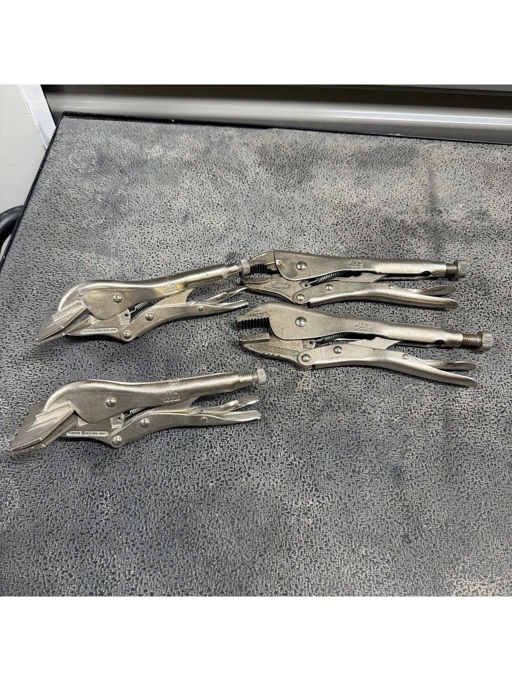 Lot of 4 Mac Tools Locking Pliers Sheet Metal & Curved Jaw Chrome Molybdenum